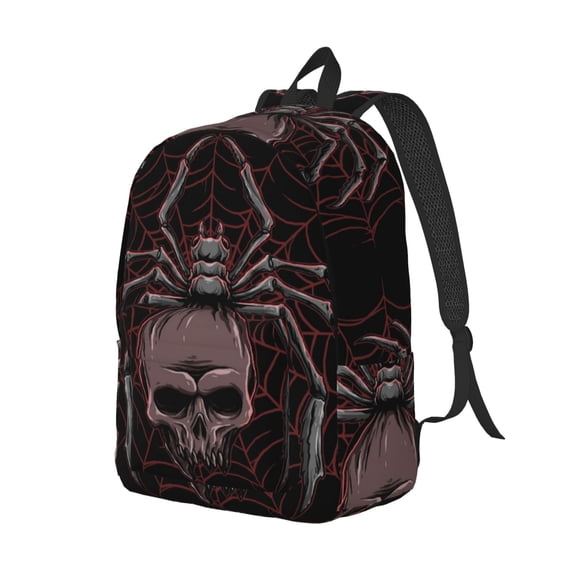 Rocae Spider with Skull for Durable Canvas Backpack Leisure Large Bag Travel Rucksack Multi-function Backpack Small
