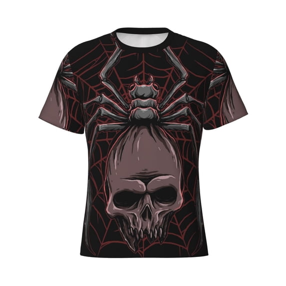 Rocae Spider with Skull for Men's Moisture-Wicking Crew Tee - T-Shirt for Sports, Outdoor Activities, and Casual WearMedium