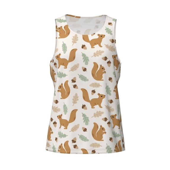 Rocae Squirrel And Leaves for Men's Workout Tank Top Men's Running Tank Top Dry Fit Athletic Workout Tank TopsMedium