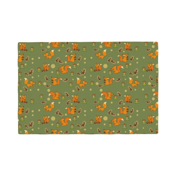 Rocae Squirrel And Nuts Printed Heat Resistant Place Mats,Classic Hemstitch Cloth Fabric Placemats Imitation Linen Place Mat Table Mats 18x12 inch