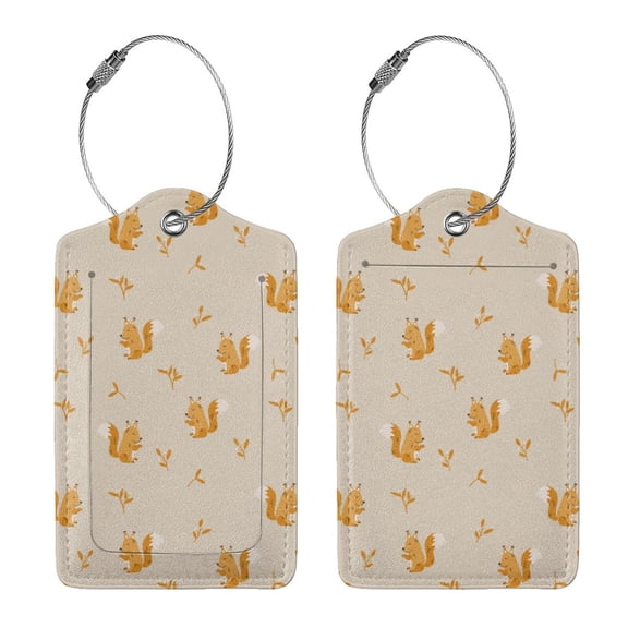 Rocae Squirrel Animal for Leather Luggage Baggage Tags ID Label Privacy Cover ID Label with Stainless Steel Loop and Address Card