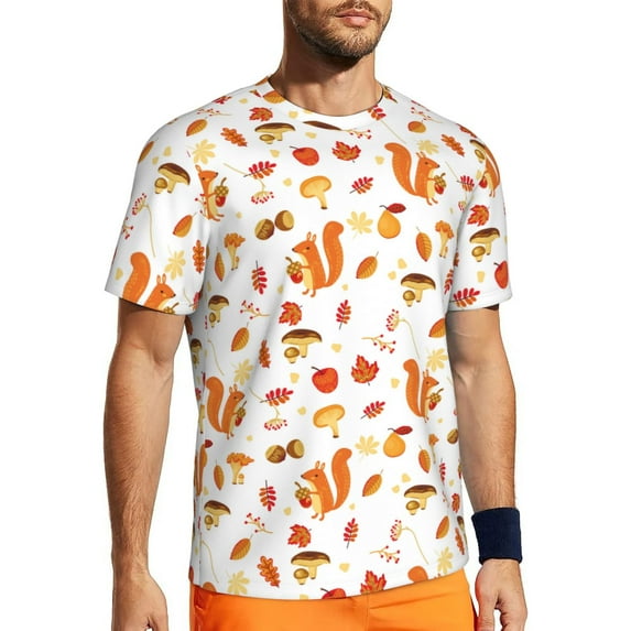 Rocae Squirrel InThe Forest3 for Men's Mesh Quick-Dry Short Sleeve Workout T-Shirt,Mens Crew Neck Tee Lightweight Soft Classic T Shirts 3X-Large