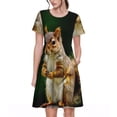 thumbnail image 1 of Rocae Squirrels Eating Peanuts On The Tree for Dresses Summer Casual Ruffle Short Sleeve Cute Crew Neck Flowy Dress with Pockets, 1 of 6