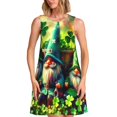 thumbnail image 1 of Rocae St. Patrick's Day USA Flag for Sleeveless Dresses Summer Casual Ruffle Sleeveless Cute Crew Neck Flowy Dress with Pockets, 1 of 7