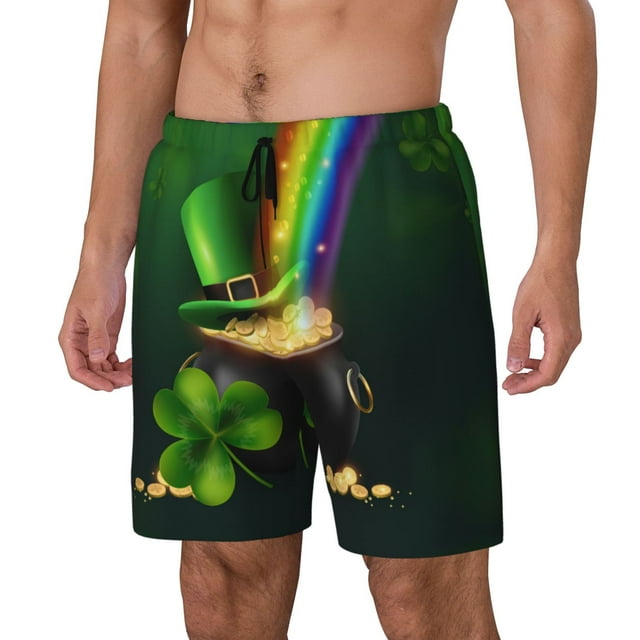 Rocae St. Patrick's Day4 for Men's Swim Trunks Quick Dry With Two Side Pockets and One Lined Patch PocketSmall