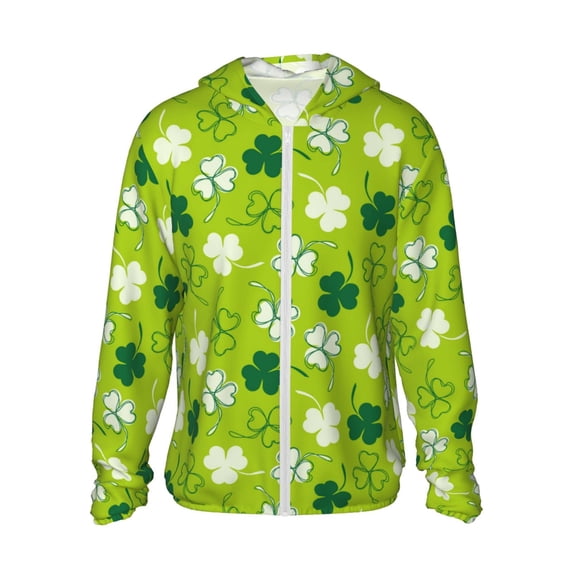 Rocae St Patrick's Day7 Print Breathable Sun Protection Hoodie Quick-Dry Lightweight Long Sleeve Hoodie Unisex Running Sports Shirt Medium
