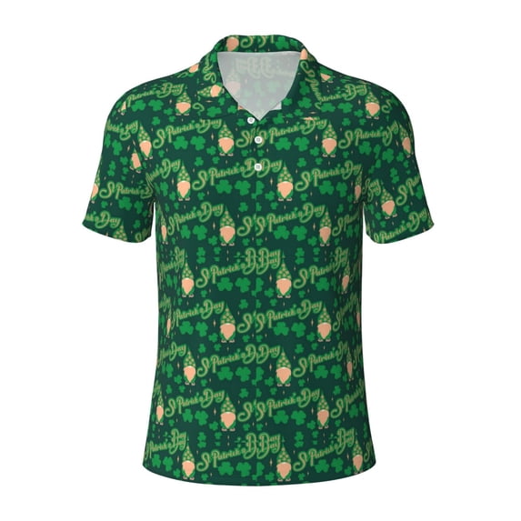 Rocae St Patrick's Day9 for Men's Short Sleeve Polo Shirt, Quick Drying Performance Moisture Wicking Sports Men's Golf Shirt Small