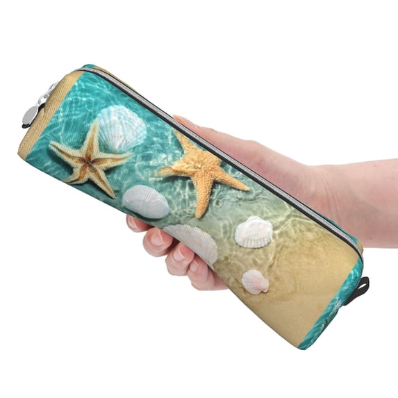 Rocae Starfish And Seashell for Pen and Marker Pouch with Zipper for Men and Women, Stationery Bag Pen Holder for Work and Office