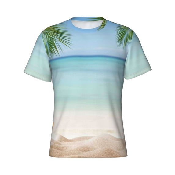 Rocae Starfish in Beach for Men's Moisture-Wicking Crew Tee - T-Shirt for Sports, Outdoor Activities, and Casual WearSmall