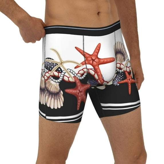 Rocae Starfishes Shells for Stretch Moisture-Wicking Underwear,Men's Underwear Boxer Briefs Small