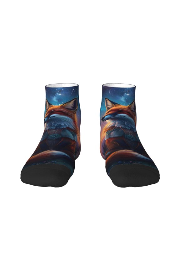 Starry Sky Meditating Fox for Premium Adult Socks,Comfortable, Breathable, and Durable Socks, Perfect for Everyday Wear