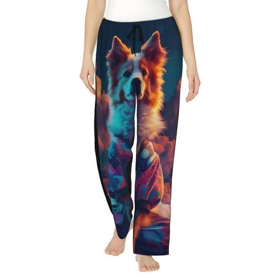 Rocae Starry Sky White Cloud Puppy for Women's Pajama Pants Pj Pants Lounge Pants-Small