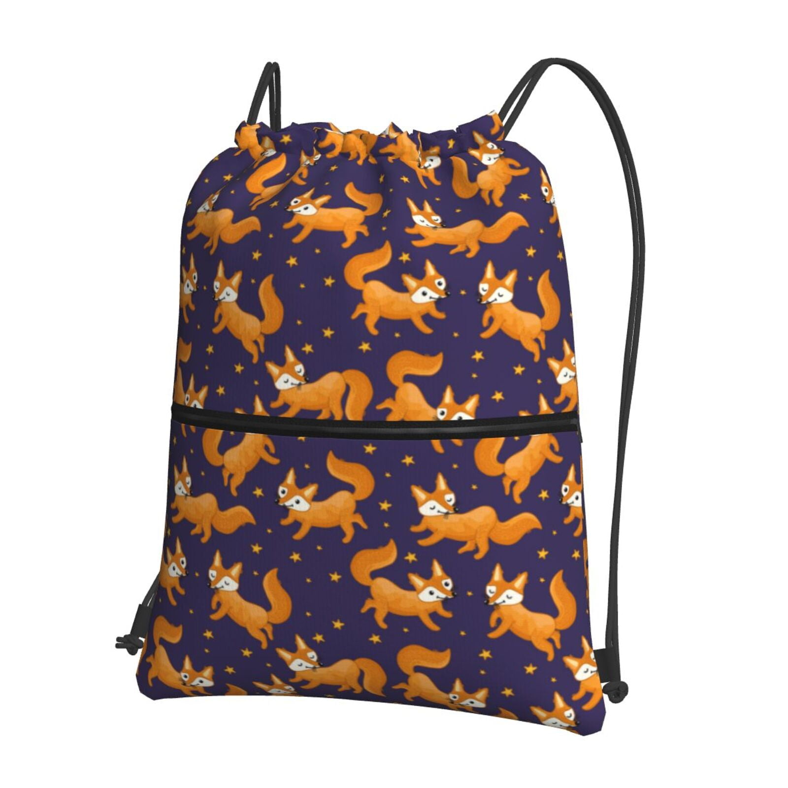 Rocae Stars and Fox Cute for Drawstring zipper Backpack Gym Backpack ...