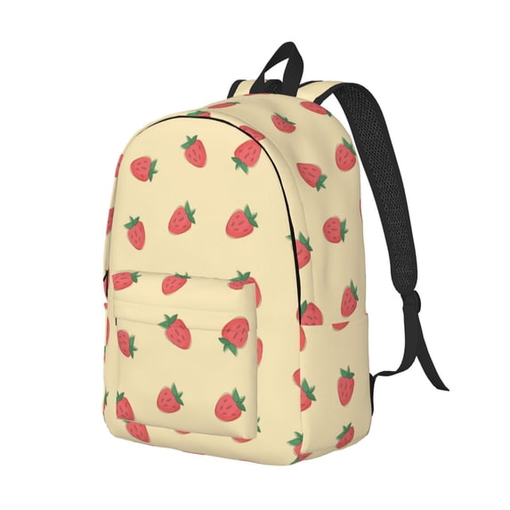 Rocae Strawberries for Durable Canvas Backpack Leisure Large Bag Travel Rucksack Multi-function Backpack