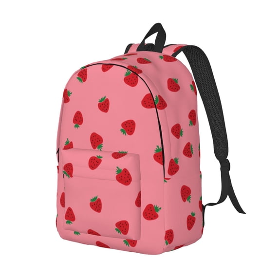 Rocae Strawberries for Durable Canvas Backpack Leisure Large Bag Travel Rucksack Multi-function Backpack