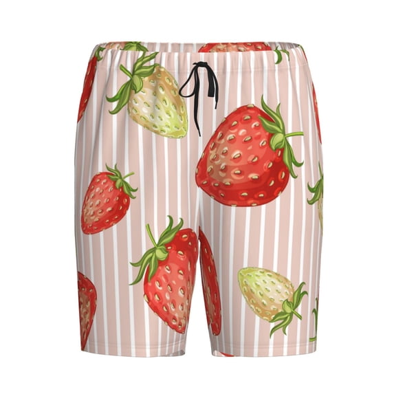 Rocae Strawberries for Men's Soft Sleep Pajama Shorts, Waistband and Pockets