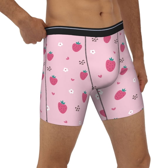 Rocae Strawberries for Stretch Moisture-Wicking Underwear,Men's Underwear Boxer Briefs Medium