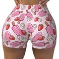 thumbnail image 1 of Rocae Strawberry Popsicle for Women's Quick-Dry Running Shorts,Ladies Active Athletic Apparel Yoga Workout Gym Running Volleyball Spandex Shorts, 1 of 9