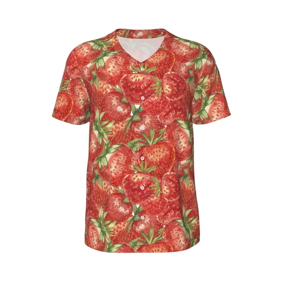 Rocae Strawberry for Breathable Men's Baseball T-Shirt Fashionable Casual Baseball Jersey, Moisture-wicking Sportswear 4X-Large