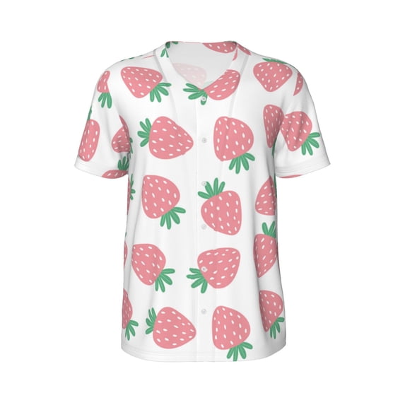 Rocae Strawberry for Breathable Men's Baseball T-Shirt Fashionable Casual Baseball Jersey, Moisture-wicking Sportswear 4X-Large