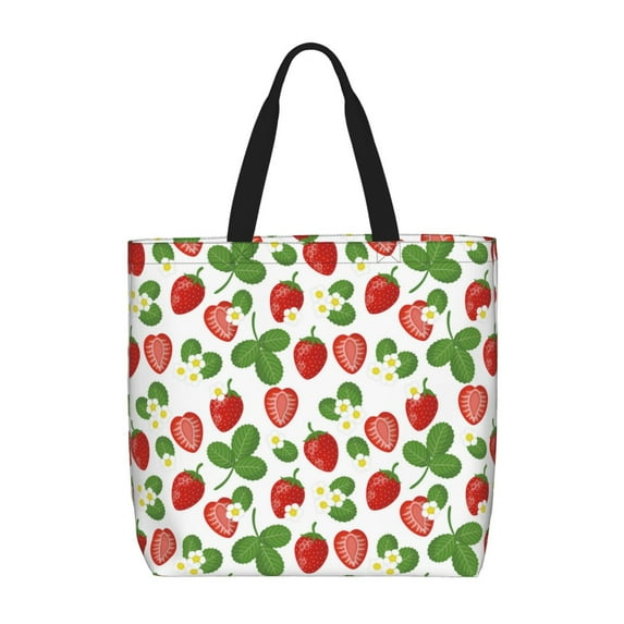 Rocae Strawberry for Features A Uniquely Designed,Large-capacity,Reusable Shoulder Zip Tote Shopping Bag for Vacations and Shopping