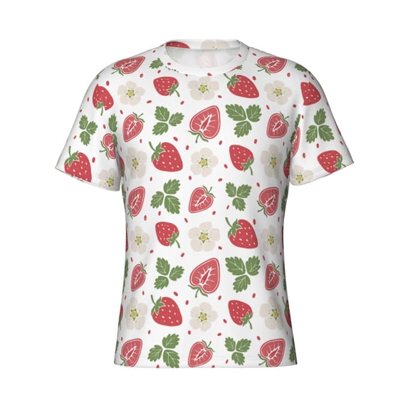 Rocae Strawberry for Men's Moisture-Wicking Crew Tee - T-Shirt for Sports, Outdoor Activities, and Casual WearXX-Large