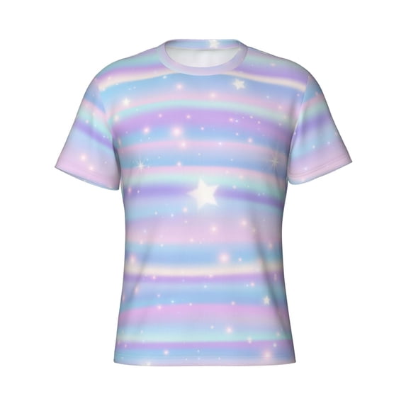 Rocae Striped Gradient for Men's Moisture-Wicking Crew Tee - T-Shirt for Sports, Outdoor Activities, and Casual WearSmall