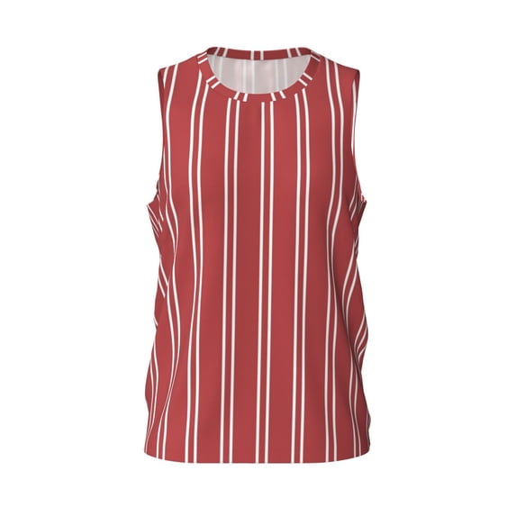 Rocae Stripes Red White for Men's Basketball Jersey Lightweight and Breathable Athletic Tank Top,Quick-Drying Sports Jersey Large