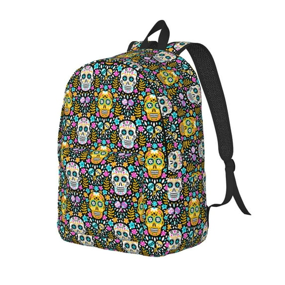 Rocae Sugar Skulls for Canvas College Laptop Backpack for Men Women -Medium