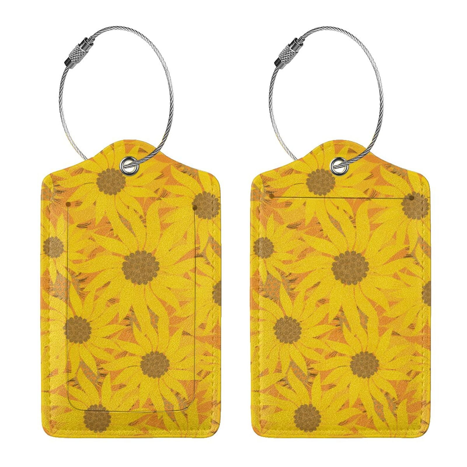 Rocae Sun Flowers for Leather Luggage Baggage Tags ID Label Privacy ...