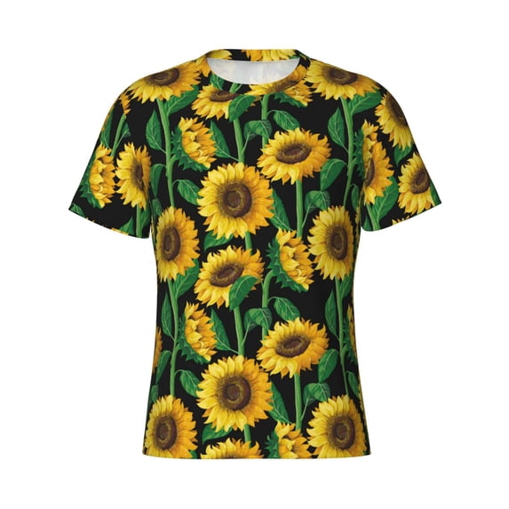 Rocae Sunflower 1 for Men's Moisture-Wicking Crew Tee - T-Shirt for Sports, Outdoor Activities, and Casual WearXX-Large