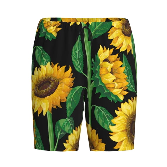Rocae Sunflower 1 for Men's Soft Sleep Pajama Shorts, Waistband and Pockets