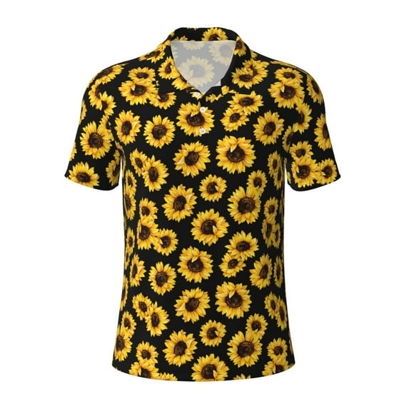Rocae Sunflower 6 for Men's Short Sleeve Polo Shirt, Quick Drying Performance Moisture Wicking Sports Men's Golf Shirt 3X-Large