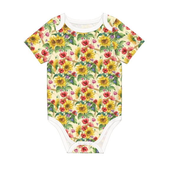 Rocae Sunflower Cornflower Poppy for Baby Climbing Clothes Soft Baby Romper for Active Infants Comfortable and Breathable Crawling Jumpsuit Unisex Baby Outfit 12 Months
