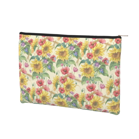 Rocae Sunflower Cornflower Poppy for Cosmetic Bags for Women Paper Reusable Cosmetic Bag Travel Toiletry Organizer Capacity Multipurpose Zipper Pouch