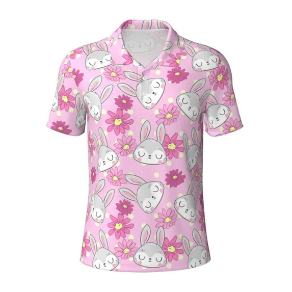 Rocae Sunflower Rabbit for Men's Short Sleeve Polo Shirt, Quick Drying Performance Moisture Wicking Sports Men's Golf Shirt Medium