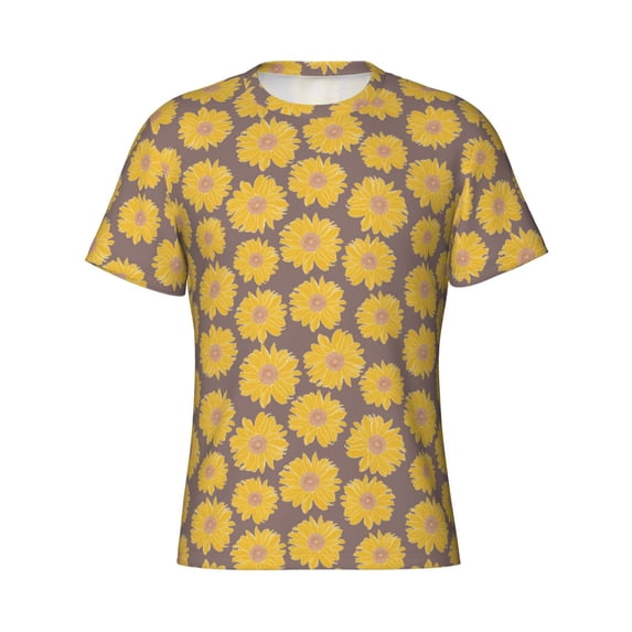Rocae Sunflower for Men's Moisture-Wicking Crew Tee - T-Shirt for Sports, Outdoor Activities, and Casual WearX-Large
