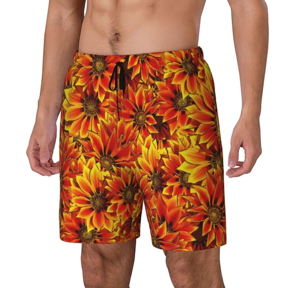 Rocae Sunflower4 for Men's Swim Trunks Quick Dry With Two Side Pockets and One Lined Patch PocketSmall