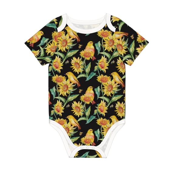 Rocae Sunflowers And Bird for Baby Climbing Clothes Soft Baby Romper for Active Infants Comfortable and Breathable Crawling Jumpsuit Unisex Baby Outfit 12 Months