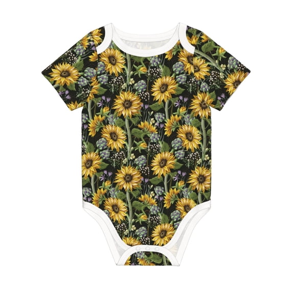 Rocae Sunflowers for Baby Climbing Clothes Soft Baby Romper for Active Infants Comfortable and Breathable Crawling Jumpsuit Unisex Baby Outfit 3 Months