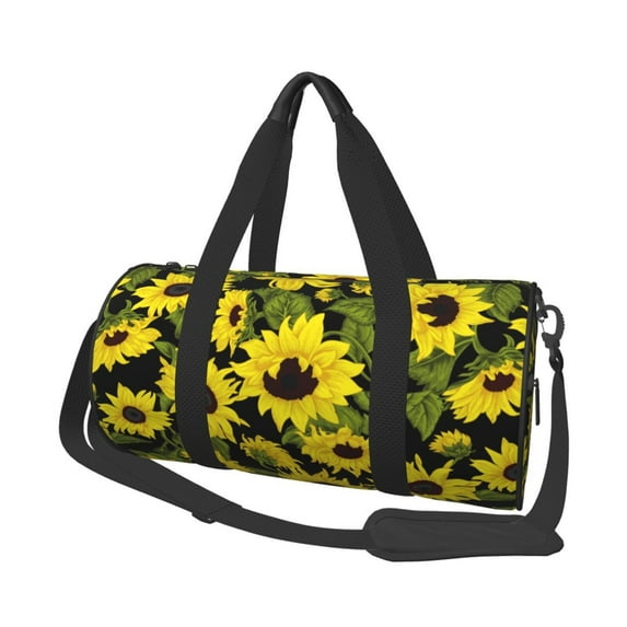 Rocae Sunflowers In Vintage Print Round Travel Duffel Bag and Fitness Bag, Women's Waterproof Weekend Tote, Men's Travel and Fitness Essentials