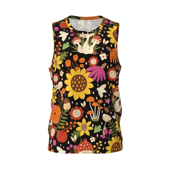 Rocae Sunflowers Mushrooms for Men's Basketball Jersey Lightweight and Breathable Athletic Tank Top,Quick-Drying Sports Jersey 4X-Large