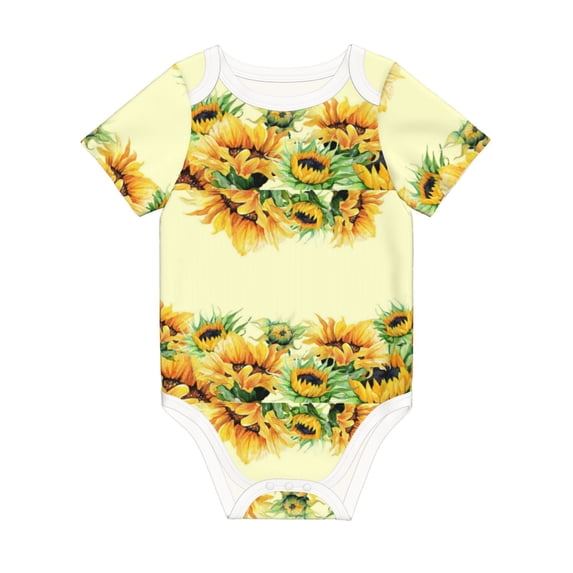Rocae Sunflowers On A Yellow Background for Baby Climbing Clothes Soft Baby Romper for Active Infants Comfortable and Breathable Crawling Jumpsuit Unisex Baby Outfit 6 Months