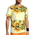 thumbnail image 1 of Rocae Sunflowers On A Yellow Background for Men's Mesh Quick-Dry Short Sleeve Workout T-Shirt,Mens Crew Neck Tee Lightweight Soft Classic T Shirts X-Small, 1 of 1