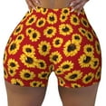 thumbnail image 1 of Rocae Sunflowers On Red for Women's Quick-Dry Running Shorts,Ladies Active Athletic Apparel Yoga Workout Gym Running Volleyball Spandex Shorts X-Large, 1 of 9