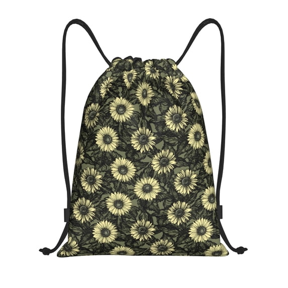Rocae Sunflowers for Gym Bag Drawstring Bags Gym Backpack for Gym, Travel, Sports, Swimming, Beach-Small