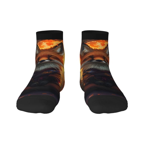 Rocae Sunset Maple Tree Fox for Premium Adult Socks,Comfortable, Breathable, and Durable Socks, Perfect for Everyday Wear