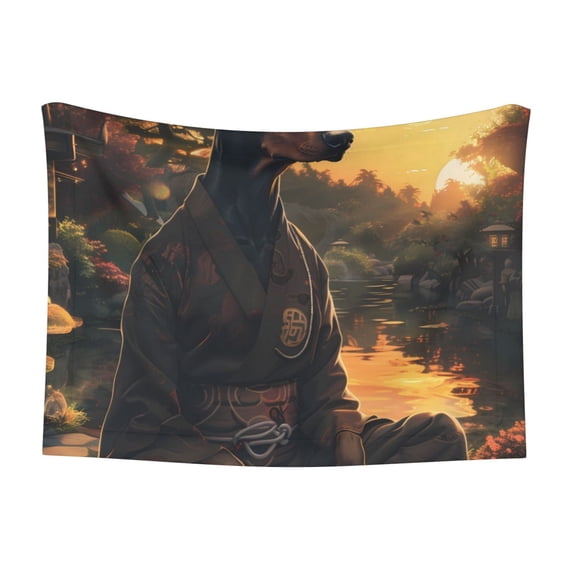 Rocae Sunset Meditating Doberman for Pet Blanket Dog Blanket Cat Blanket Soft Sleep for Small Medium Pet-Small