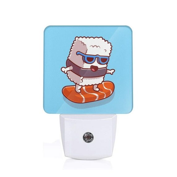 Rocae Sushi Salmon Surfing for 0.5W Plug in Night Light, Dusk to Dawn, Bright Nightlight Auto-On/Off-US