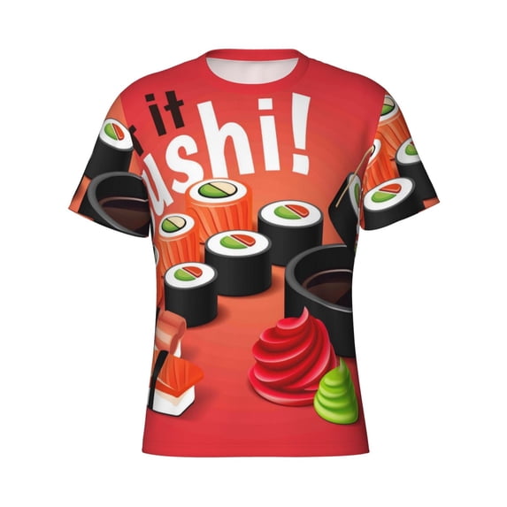 Rocae Sushi for Men's Moisture-Wicking Crew Tee - T-Shirt for Sports, Outdoor Activities, and Casual WearMedium